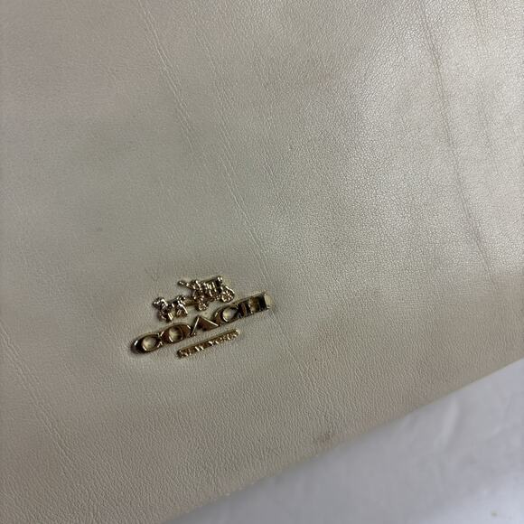 COACH SMYTHE SATCHEL 32405 Natural Beige Leather Handbag Bag 2 Handles - Picture 9 of 16